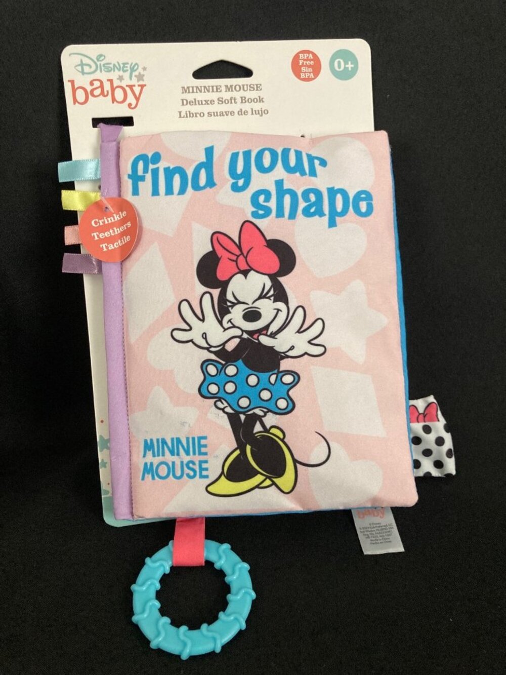 Disney Baby Minnie Mouse Deluxe Soft Book With Crinkle Texture & BPA-Free Teethe